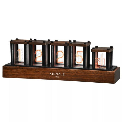 KIENZLE LED Nixie stalinis laikrodis – 1600 spalvų, medžio akcentai