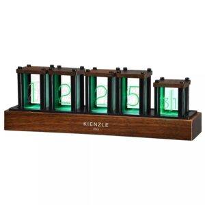 KIENZLE LED Nixie stalinis laikrodis – 1600 spalvų, medžio akcentai