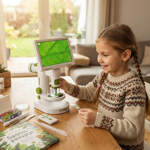 Bresser Youngster skaitmeninis mikroskopas vaikams su 17,78 cm ekranu
