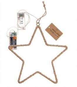 Metalinė pakabinama Kalėdų žvaigždė su LED lemputėmis, 25 cm