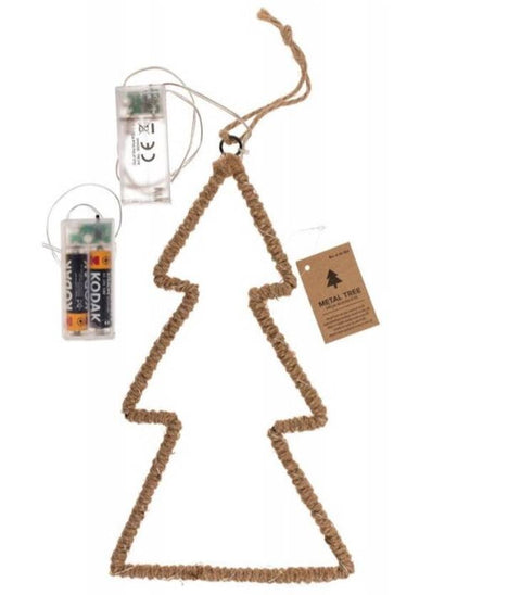 Metalinė pakabinama Kalėdų eglutė su LED lemputėmis, 28 cm