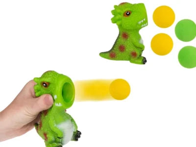 Šaudyklė Squeeze Popper dinozauras su 3 minkštais kamuoliukais
