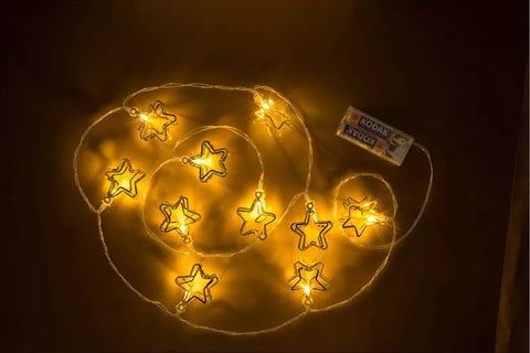 LED girlianda su auksinėmis žvaigždutėmis 185 cm, su laikmačiu