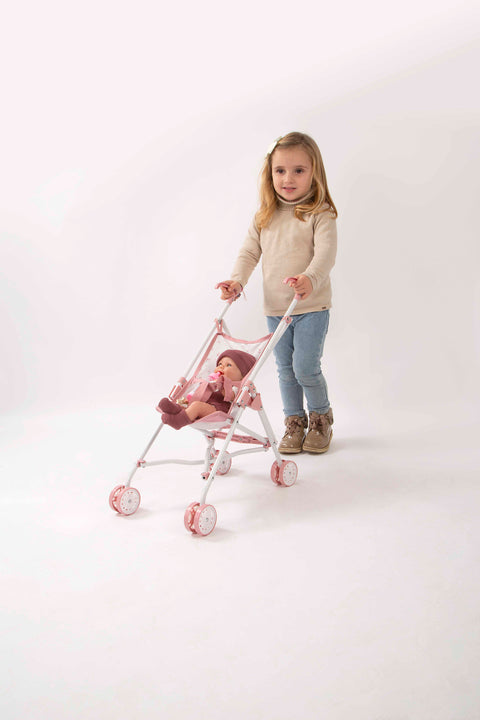 Arias lėlių sportinis vežimėlis – sulankstomas, rožinis, su diržais