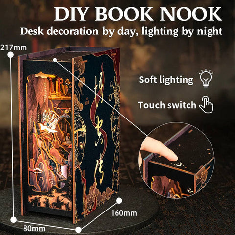 WU KONG legenda – surenkama medinė book nook diorama su LED