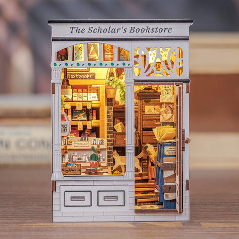 Medinė knygų atrama su LED apšvietimu – surinkimo rinkinys, 168 det., 14+