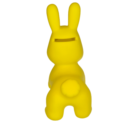 Geltona zuikio taupyklė „Jumpy“ – smagi dovana vaikams, 14 cm