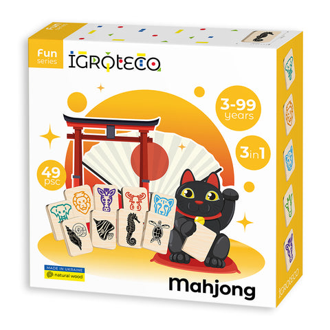 IGROTECO Mahjong stalo žaidimas vaikams – gyvūnų kaladėlės, 49 vnt.