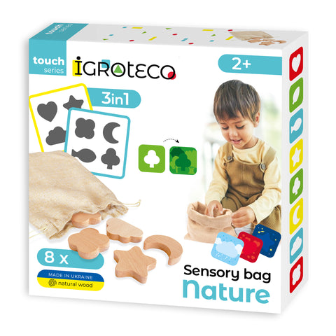 Igroteco medinis sensorinis žaidimas „Gamta“ 2+ – 8 figūrėlės, loto rinkinys