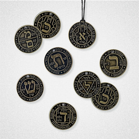 Hebrajų Casting Lots talismanų rinkinys su kietviršiu vadovu, 11 vnt