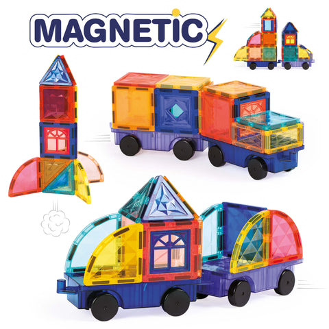 LUDI magnetinis konstruktorius su ratais – 61 dalis, vaikams 3–10