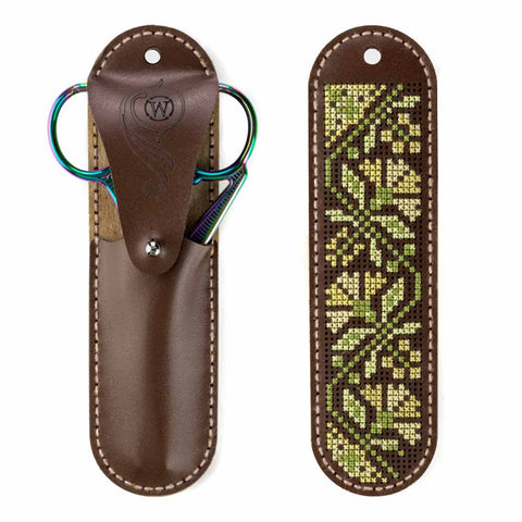 Žirklių dėklo siuvinėjimo rinkinys „Pienės“, dirbtinė oda – Wonderland Crafts