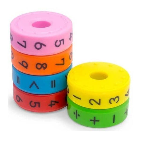 Magnetiniai matematikos žiedai vaikams – skaičiai ir simboliai (6 vnt.)