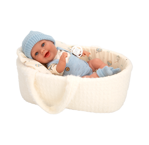 Arias realistiška kūdikio lėlė berniukas 33 cm su balta nešykle vaikams