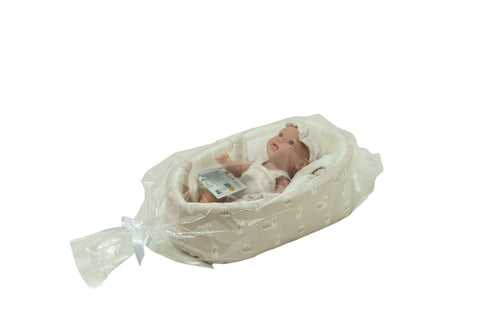 Realistiška kūdikėlio lėlė su smėline nešykle, 26 cm