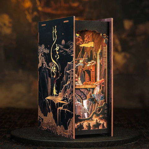 WU KONG legenda – surenkama medinė book nook diorama su LED