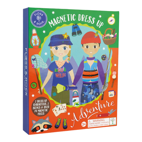 Magnetinis aprengimo žaidimas „Draugų nuotykis“ – 2 lėlytės, 70+ drabužių | Floss & Rock