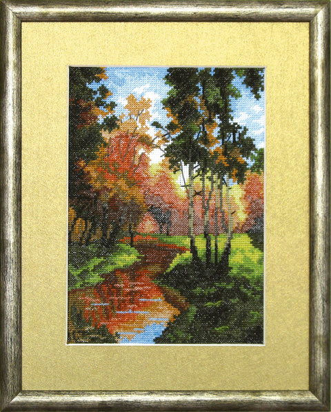 Siuvinėjimo kryželiu rinkinys „Auksinis ruduo“, Aida 16, 14,5×20,5 cm