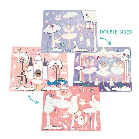 Floss & Rock vandeniu spalvinami padėkliukai „Užburtoji“ – dvipusiai, daugkartiniai, rinkinys su 2 vandeniniais markeriais, 3+