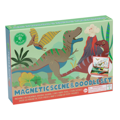 Magnetinis dinozaurų žaidimas ir piešimo rinkinys vaikams 3+