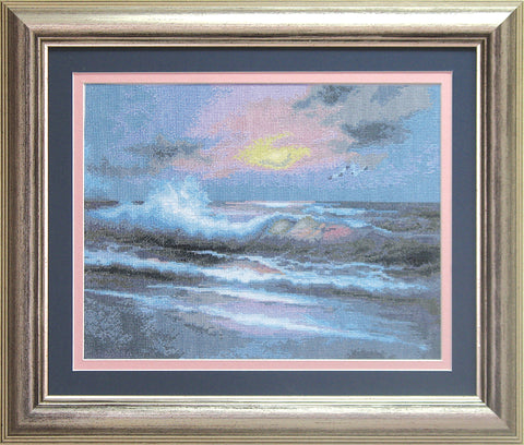 Siuvinėjimo kryželiu rinkinys „Jūros saulėlydis“, Aida 16, 34×25 cm