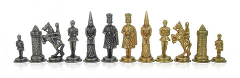 CAMELOT: metalinės šachmatų figūros. Aukštis: 9cm., diametras: 3,2cm.