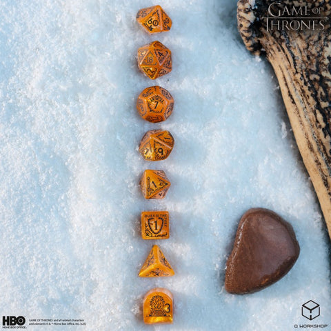 Sostų karai Baratheon kauliukų rinkinys – Q-Workshop, 8 vnt., RPG