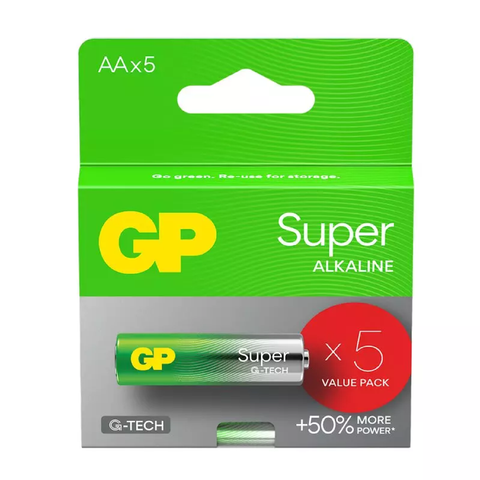 GP Super AA šarminės baterijos 1.5V, 5 vnt.