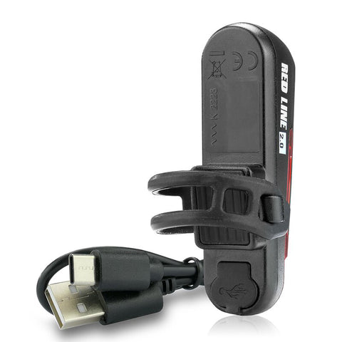 Mactronic Red Line 2.0 galinis dviračio žibintas 20 lm USB-C 360°