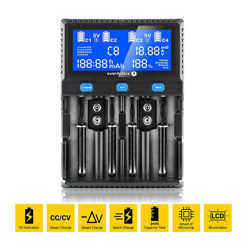 everActive UC-4200 universalus baterijų įkroviklis su LCD ekranu