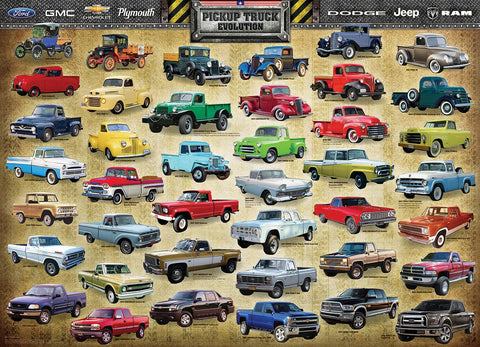 Pikapų evoliucija – 1000 detalių automobilių dėlionė 67×49 cm