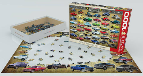 Pikapų evoliucija – 1000 detalių automobilių dėlionė 67×49 cm