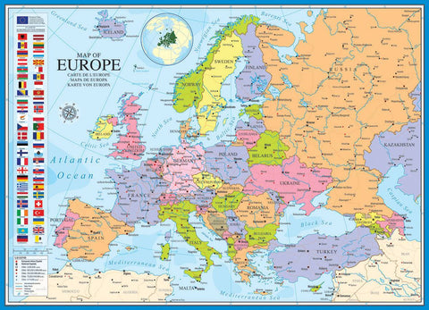 Europos žemėlapio dėlionė 1000 detalių – 50x70 cm, iš perdirbto popieriaus
