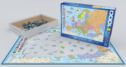 Europos žemėlapio dėlionė 1000 detalių – 50x70 cm, iš perdirbto popieriaus