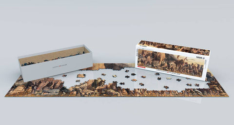 Panoraminė dinozaurų dėlionė 1000 detalių – aukštos kokybės, 8+