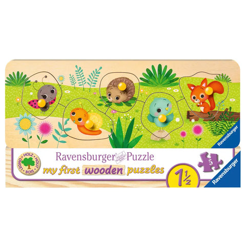Ravensburger medinė dėlionė „Gyvūnėliai sode“, 5 det., nuo 1,5 m.