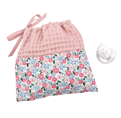 Arias realistiška lėlytė mergaitė 30 cm, su čiulptuku, rožine kepuryte, maudoma