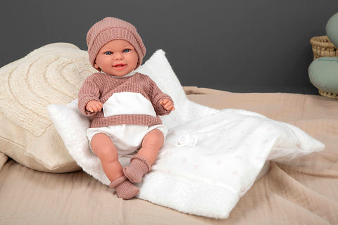 Arias realistiška kūdikio lėlė 35 cm su megztuku ir čiulptuku