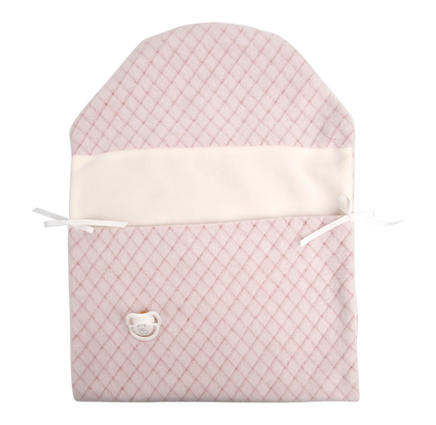 Arias realistiška kūdikio lėlė 35 cm su rožine mova, čiulptuku ir pledu