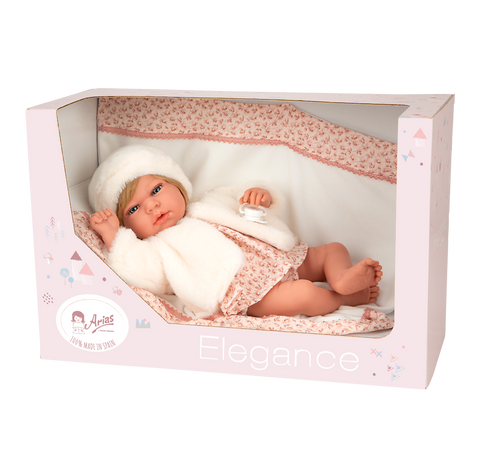Arias kūdikio lėlė su kailinukais, 40 cm, realistinio svorio
