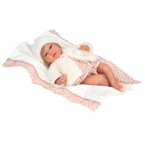 Arias kūdikio lėlė su kailinukais, 40 cm, realistinio svorio