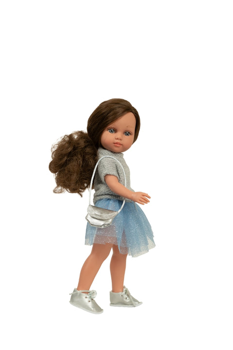 Vinilinė lėlė Carlota 36 cm su šukuojamais plaukais, tiulio sijonas