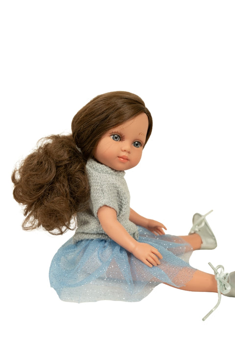 Vinilinė lėlė Carlota 36 cm su šukuojamais plaukais, tiulio sijonas
