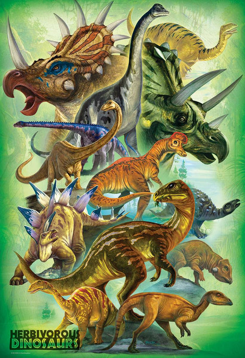 Žolėdžių dinozaurų dėlionė vaikams 100 detalių – aukštos kokybės edukacinė