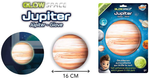 3D tamsoje šviečiantis lipdukas Jupiteris 16 cm vaikų kambariui