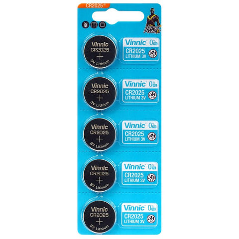 Vinnic CR2025 ličio baterijos 3V, laikrodžiams ir raktams, 5 vnt.