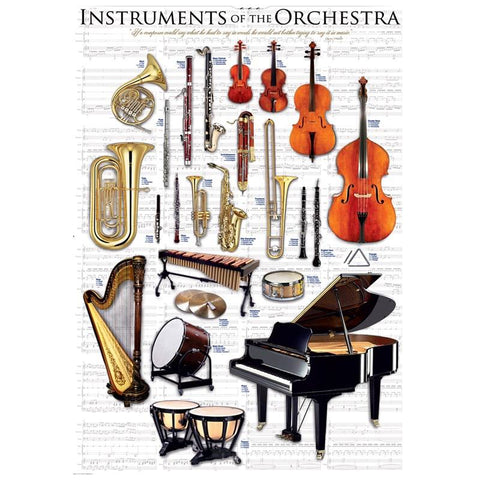 Edukacinė dėlionė „Orkestro instrumentai“ – 1000 detalių, 67×49 cm