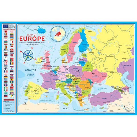 Mokomoji Europos žemėlapio dėlionė vaikams 200 detalių – premium kokybė