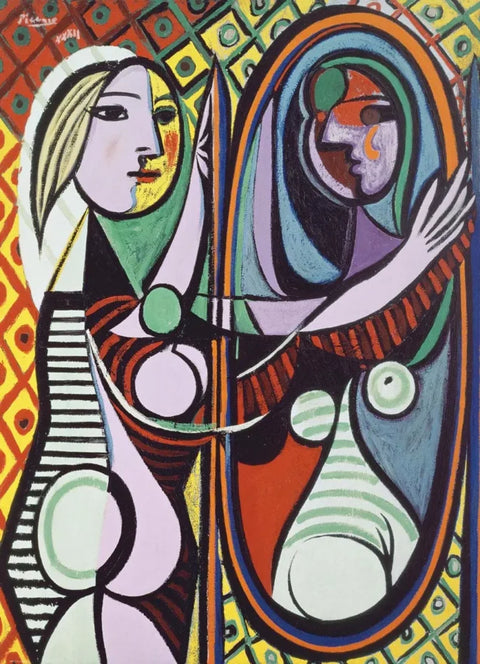 Picasso „Mergina prieš veidrodį“ 1000 detalių meno dėlionė, premium kokybė