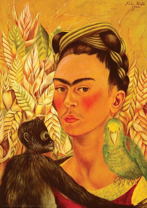 Dėlionė Frida Kahlo Autoportretas su beždžione ir papūga, 1000 detalių